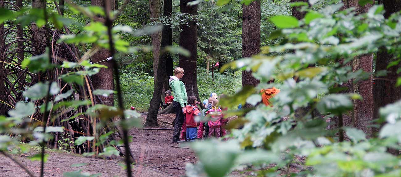 Waldstück mit Kindern